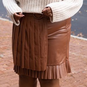 Fashion to Figure Pleated Faux Leather Skirt
